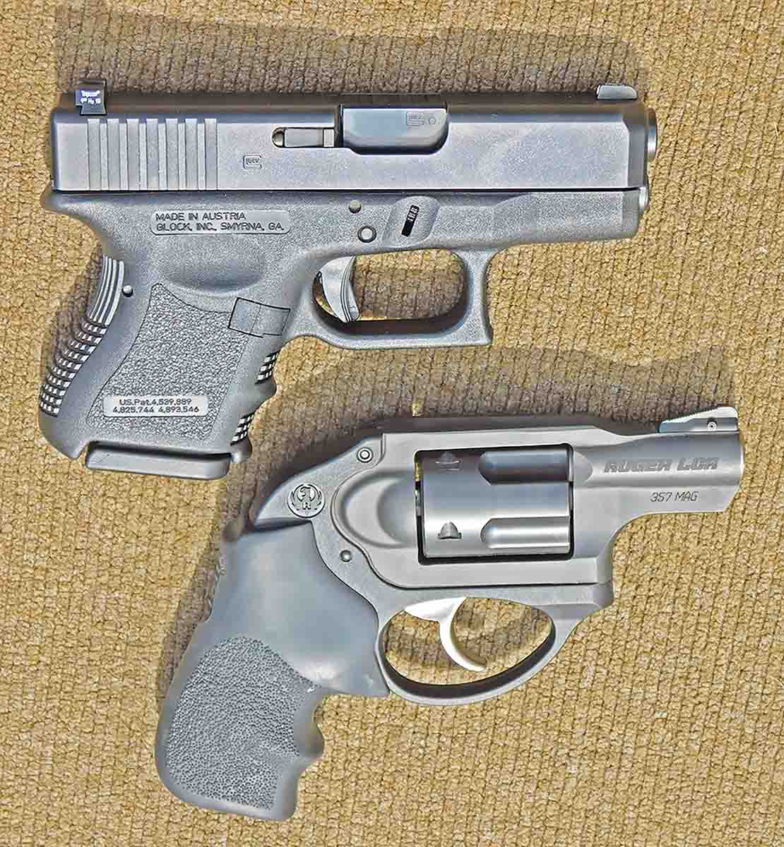 Compact as it is, the LCR is approximately the same size as the 10-shot Glock 26. In testing, 9mm Luger loads from the Glock compared well against the short-barreled 357 Magnum.